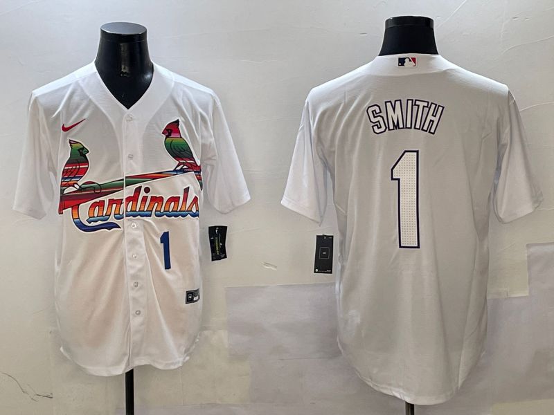 Men St.Louis Cardinals #1 Smith White Game Mexico 2025 Nike MLB Jersey style 3